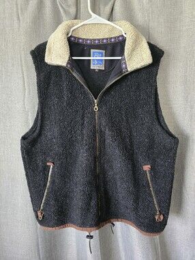 Vtg Alf Fleece Vest Mens Size XL Black Full Zip Made In USA